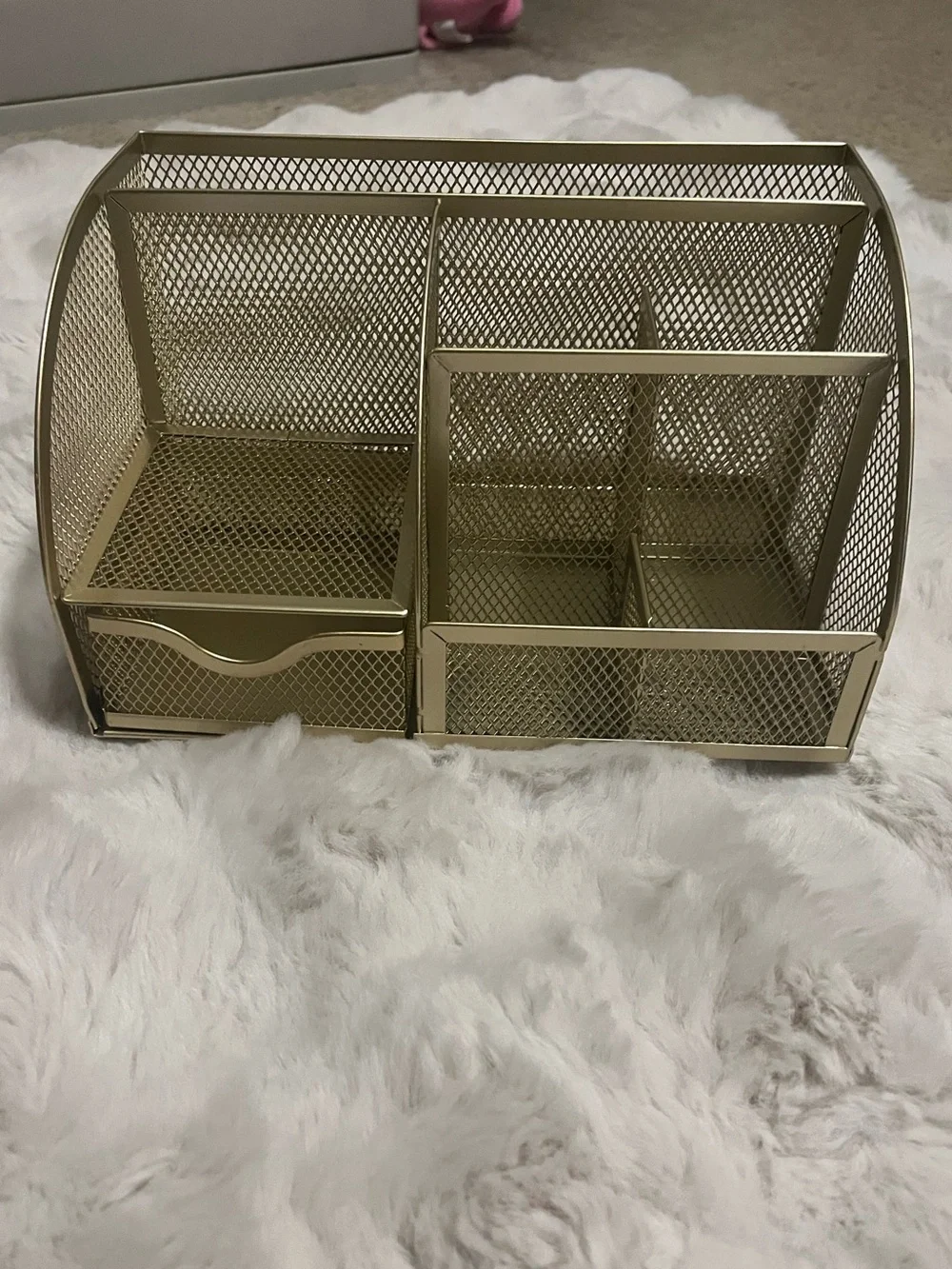 Gold Mesh Desk Organizer